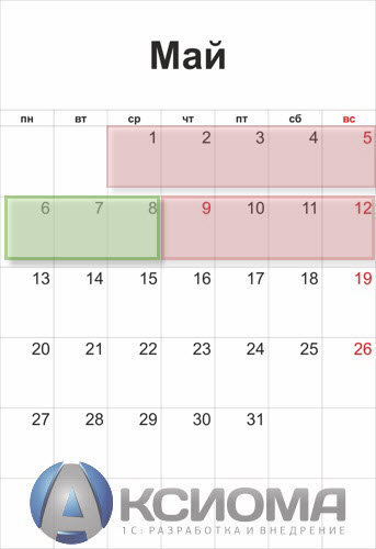 Режим работы компании Аксиома-софт с 1 по 12 мая